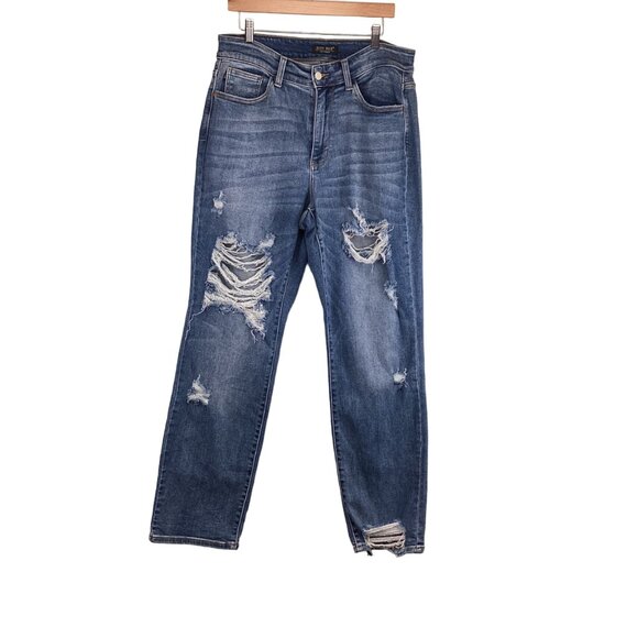 Judy Blue Womens Jeans Size 14W‎ Distressed Straight Fit Denim Cotton Blend - Picture 1 of 10